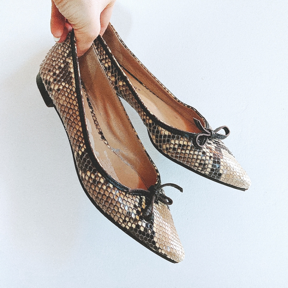 UNUTZER RARE python ballet flats pointed toe 36.5